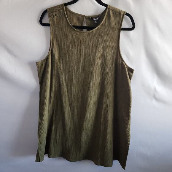 NYDJ Womens Size M Gauze Sleeveless Tunic Moss Green Beach Lagenlook Minimalist - Picture 2 of 11